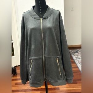 JOY CLEAN BOSS REVERSIBLE GREY JACKET WITH GOLD HARDWARE BEAUTIFUL SEE PICS